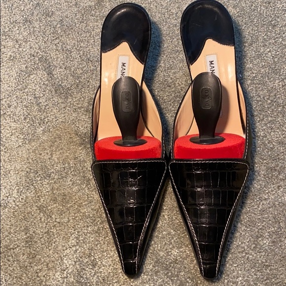 Manolo Blahnik slide black alligator mule - Picture 4 of 9